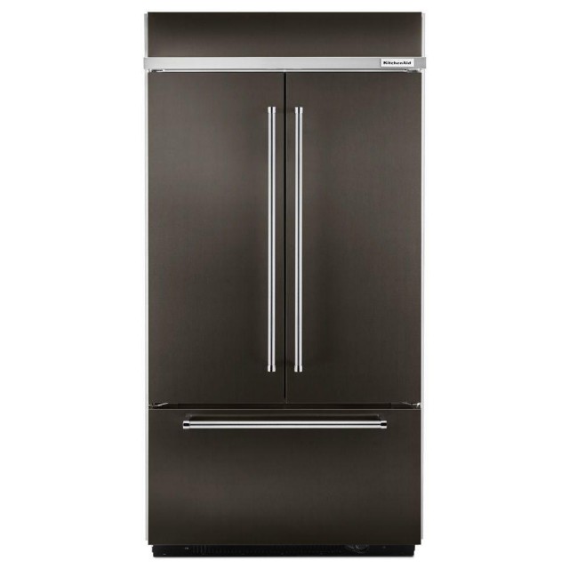 Kitchenaid KBFN502EBS 24.2 cu. ft. French Door Refrigerator with 4 Cantilever Glass Shelves, Preserva Food Care System, Automatic Ice Maker, Platinum Interior and LED Lighting